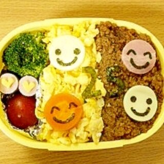 甘辛味でご飯が進む☆簡単ヘルシー2色そぼろ弁当